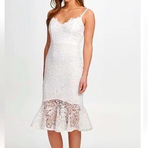 GUESS White Lace Midi Dress Size 4 NWT